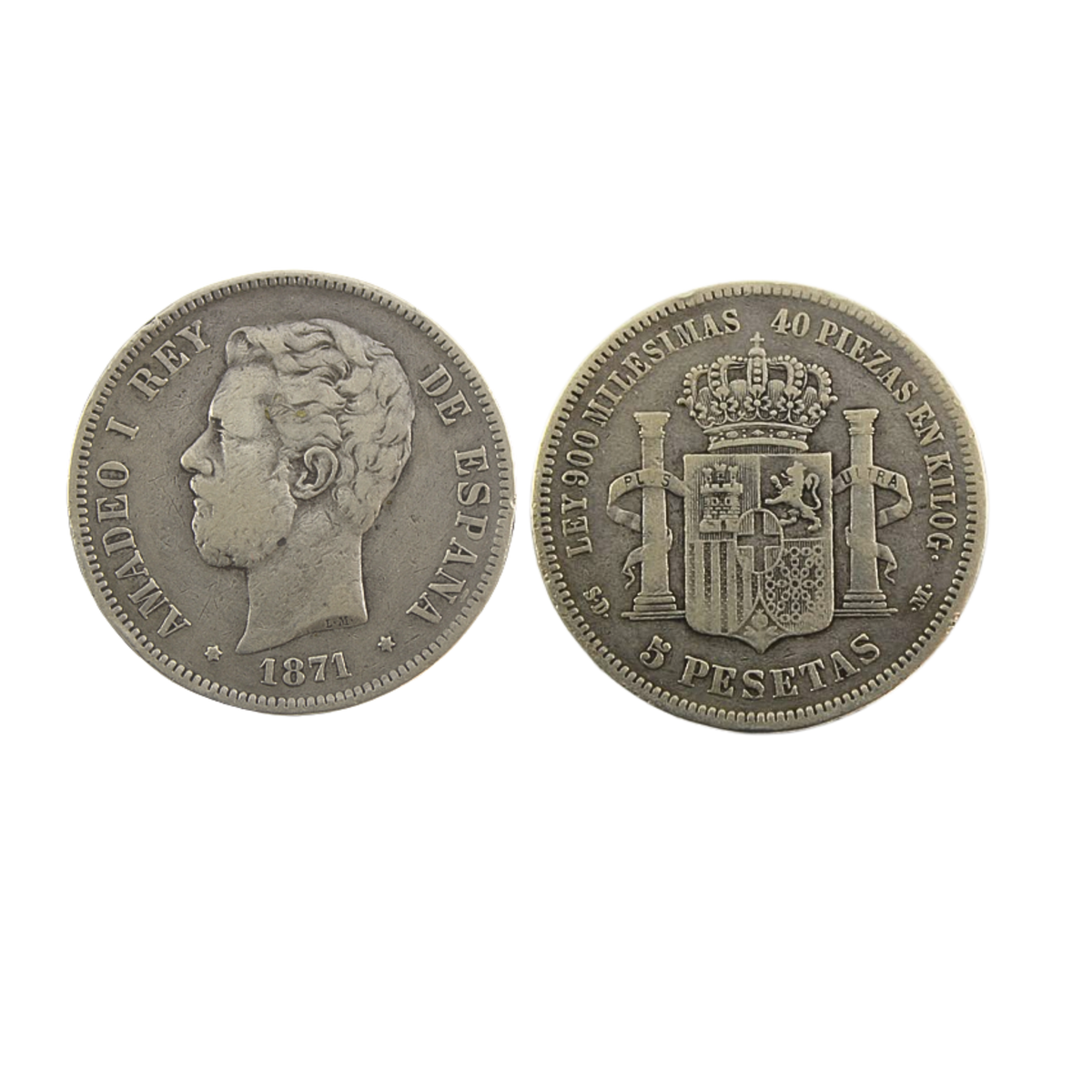 5 Pesetas Amadeo I 1871