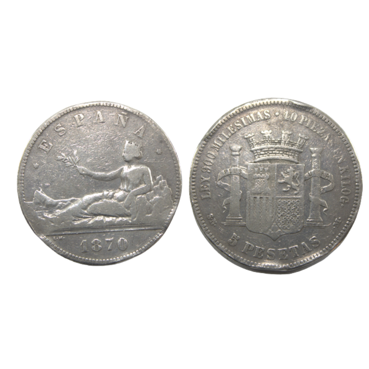 5 Pesetas Gobierno Provisional 1870