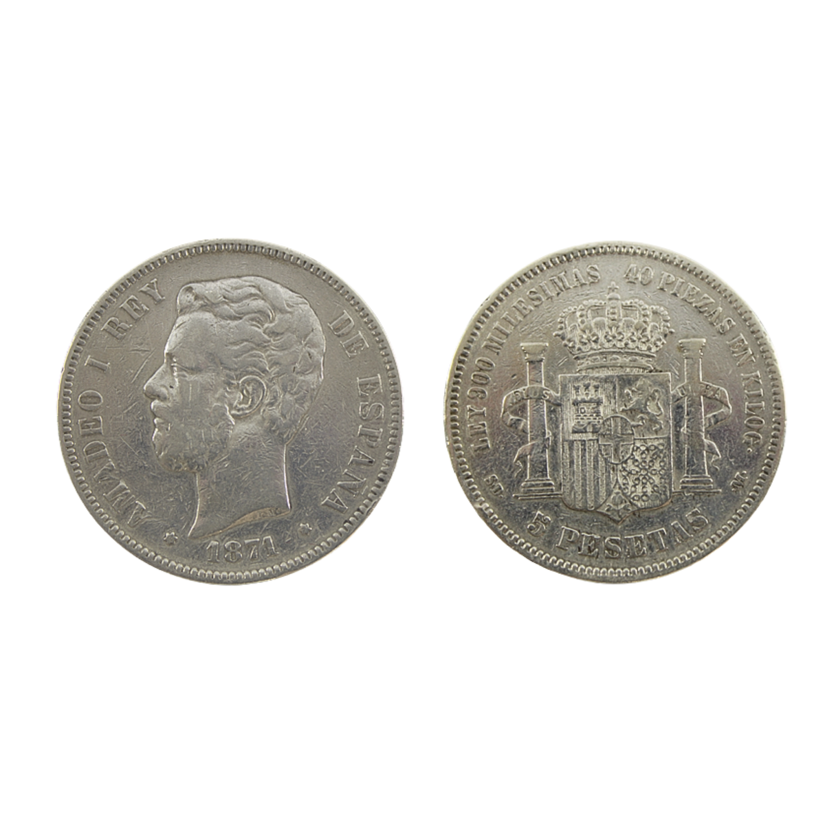 5 Pesetas Amadeo I 1871 (*74)