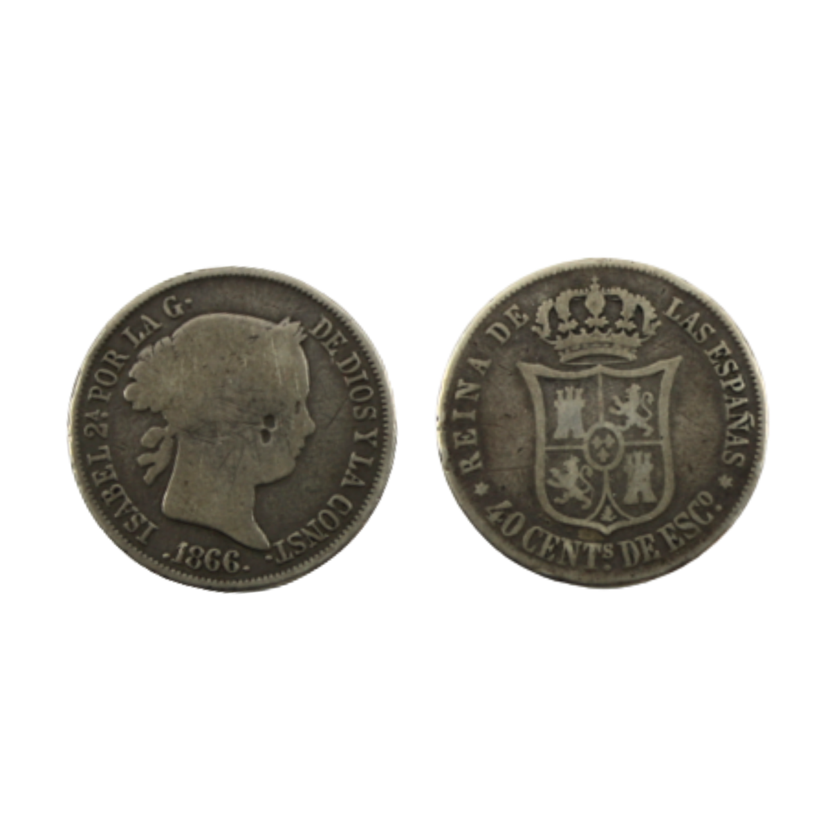 40 Céntimos de Escudo - Isabel II - 1866