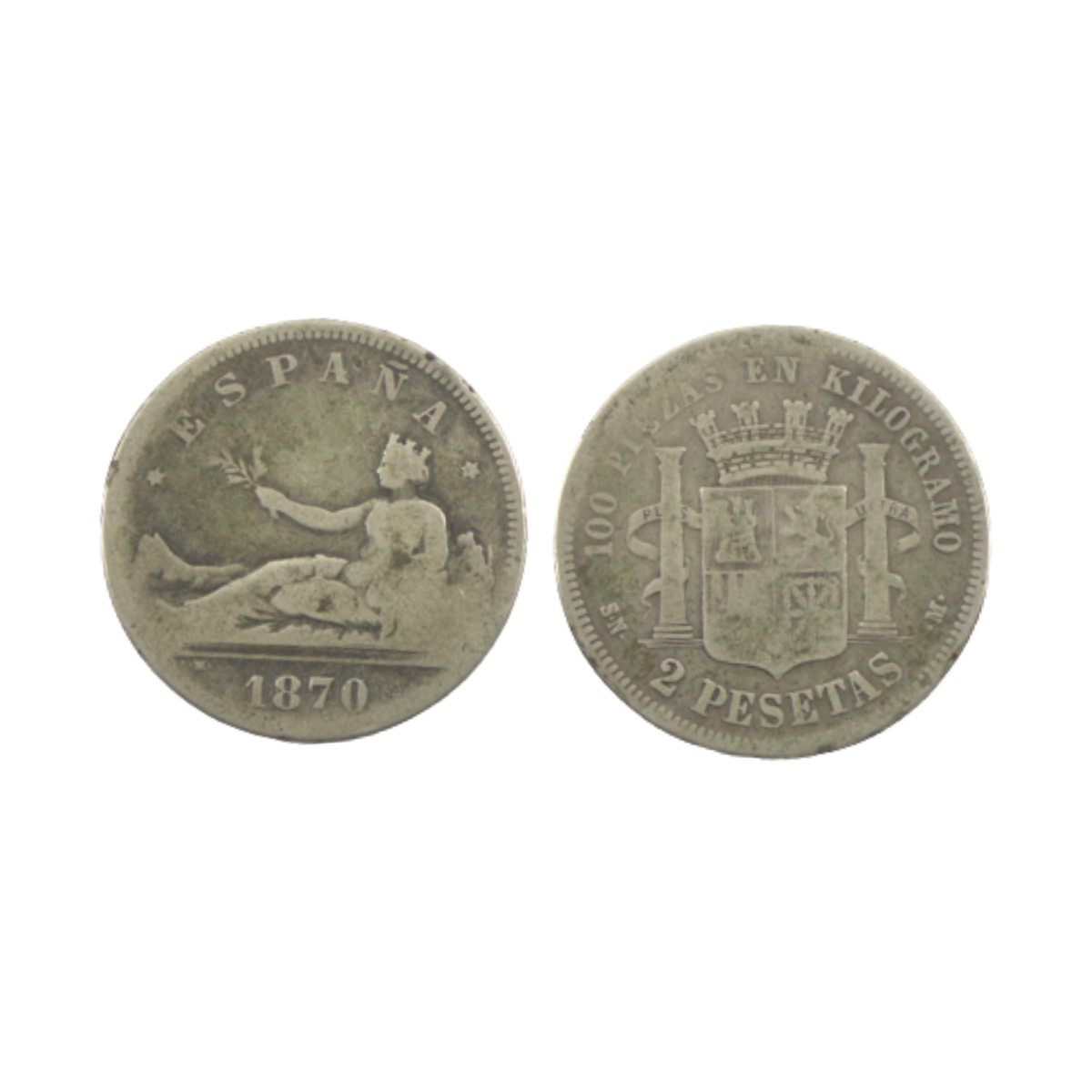 2 Pesetas - Gobierno Provisional - 1870