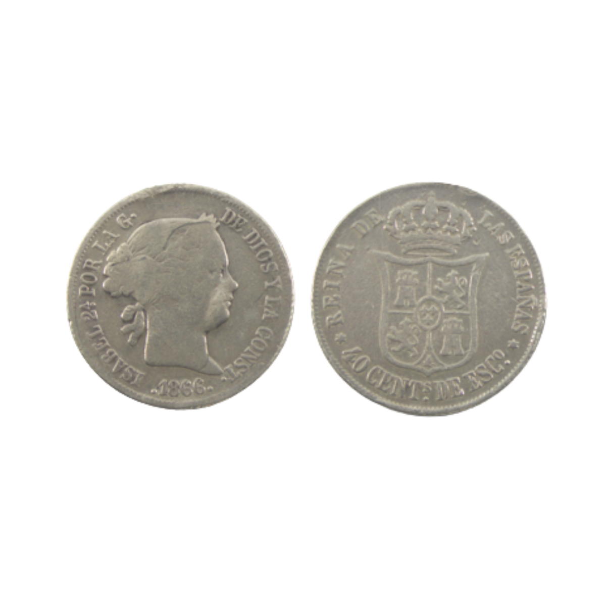 40 Céntimos de Escudo - Isabel II - 1866