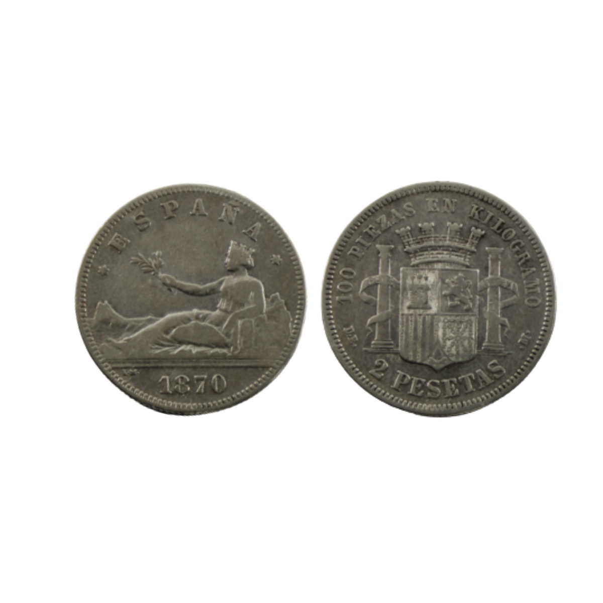 2 Pesetas - Gobierno Provisional - 1870 (Variante *18)