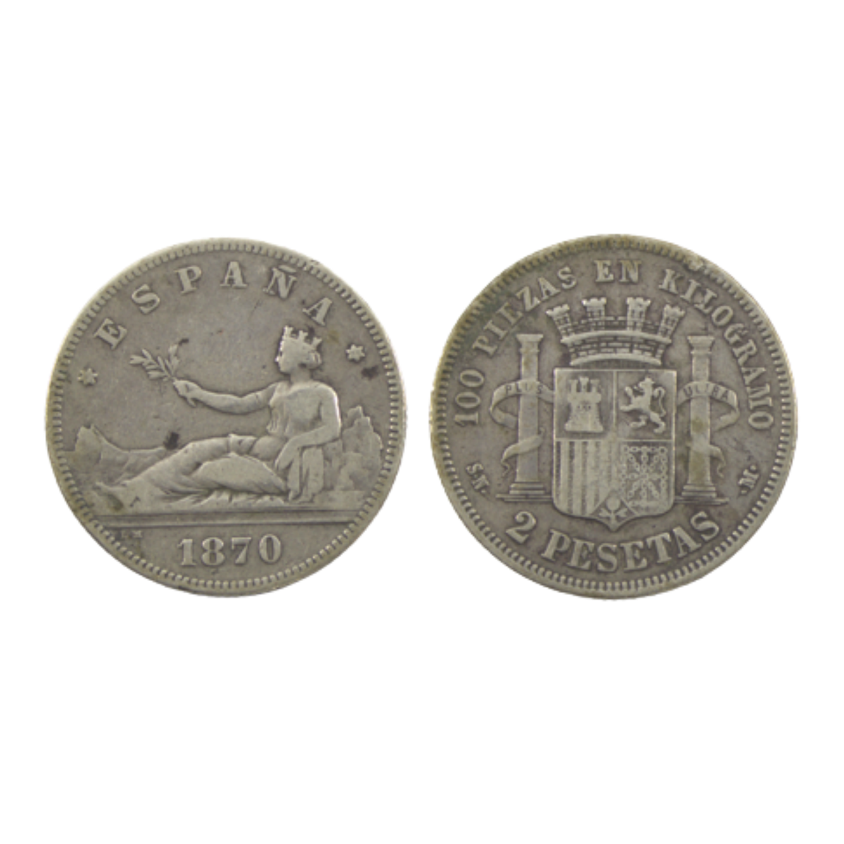 2 Pesetas - Gobierno Provisional - 1870
