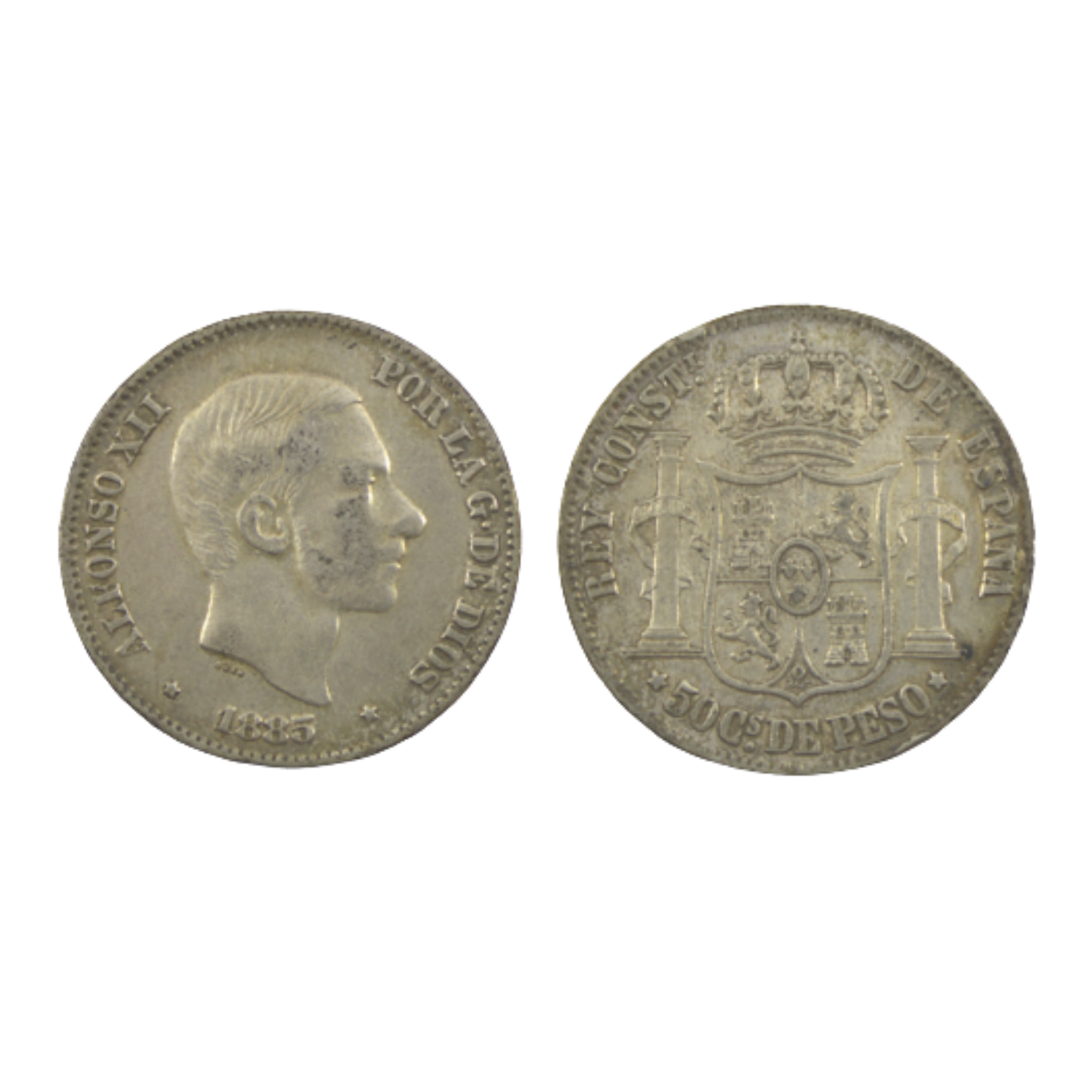 50 Céntimos de Peso - Alfonso XII - 1885