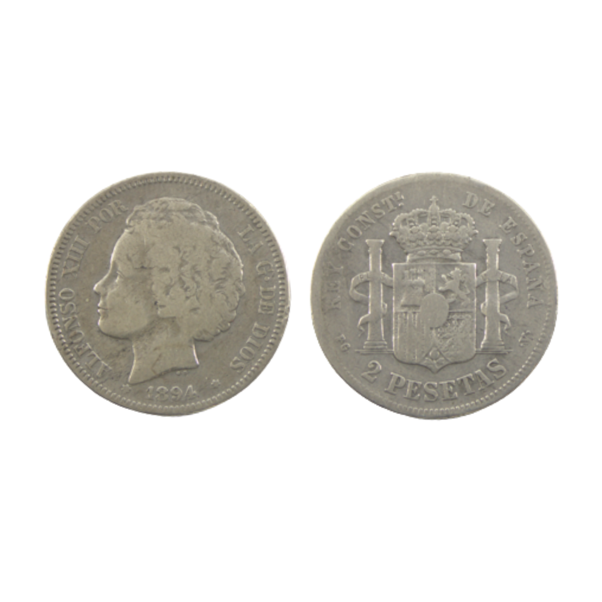 2 Pesetas - Alfonso XIII - 1894