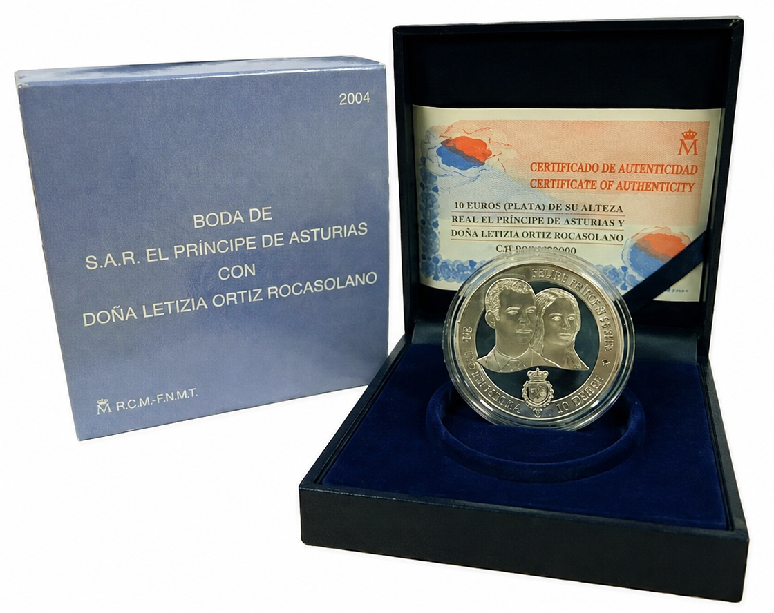 Moneda 10 Euros 2004 Boda Principes de Asturias