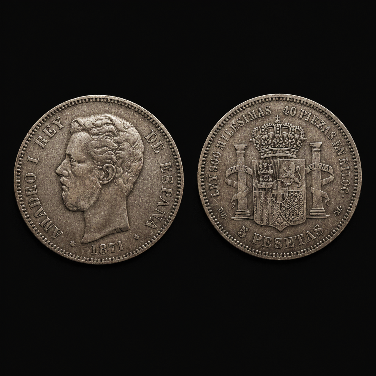 5 Pesetas Amadeo I 1871 (*71)