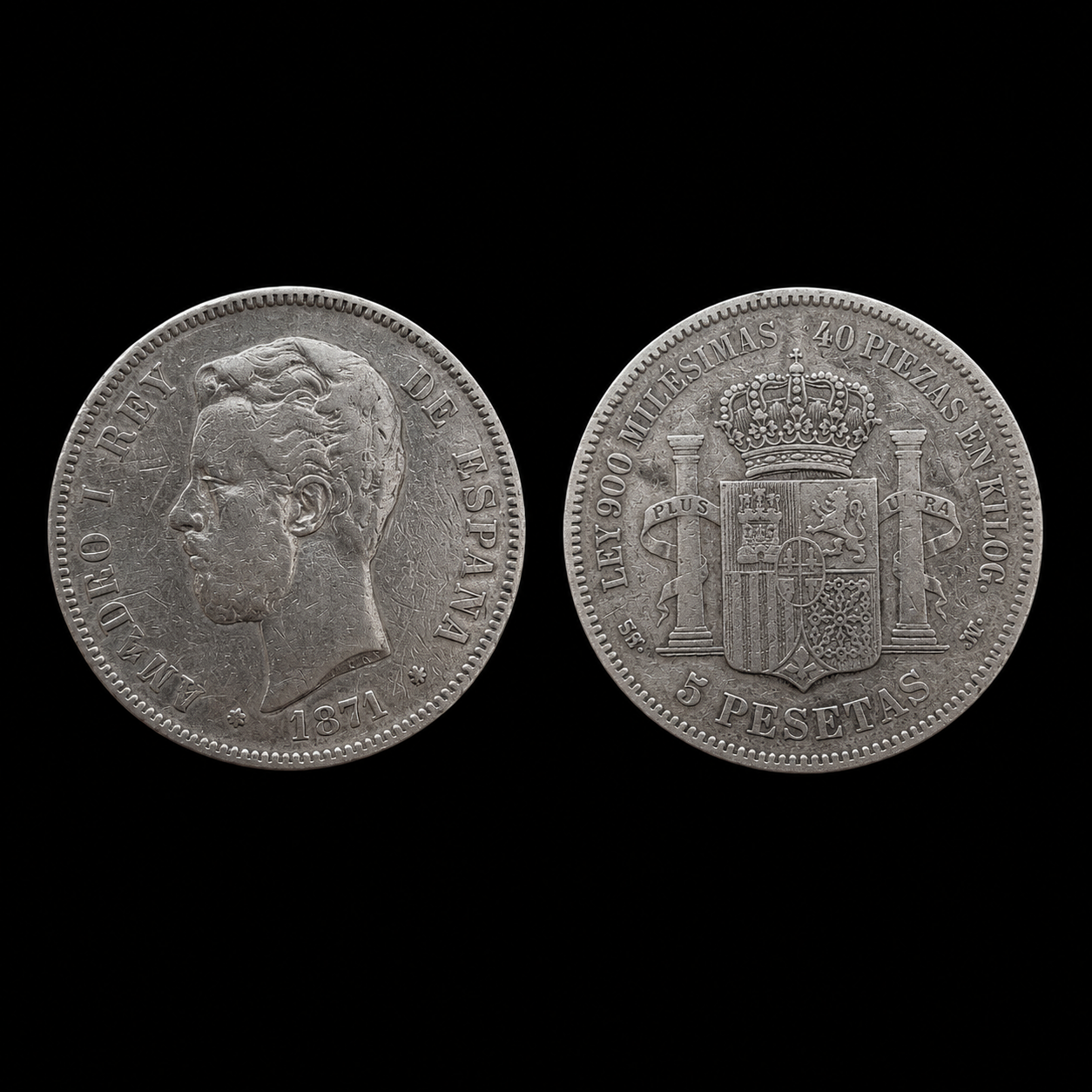 5 Pesetas Amadeo I 1871