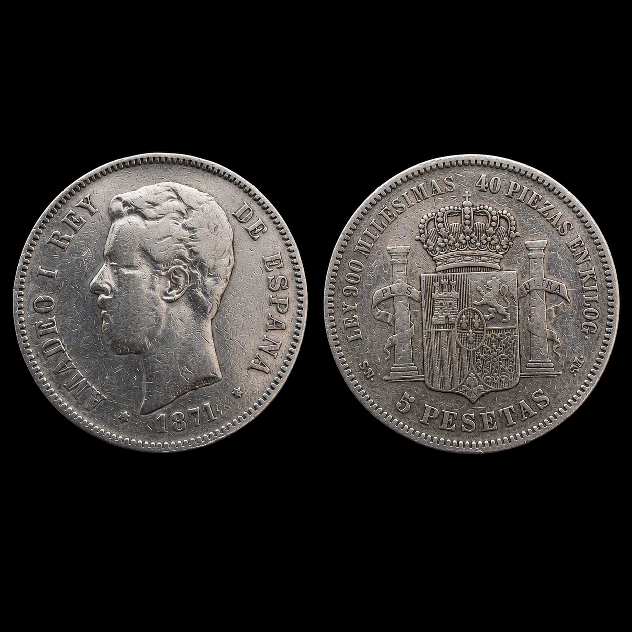 5 Pesetas Amadeo I 1871