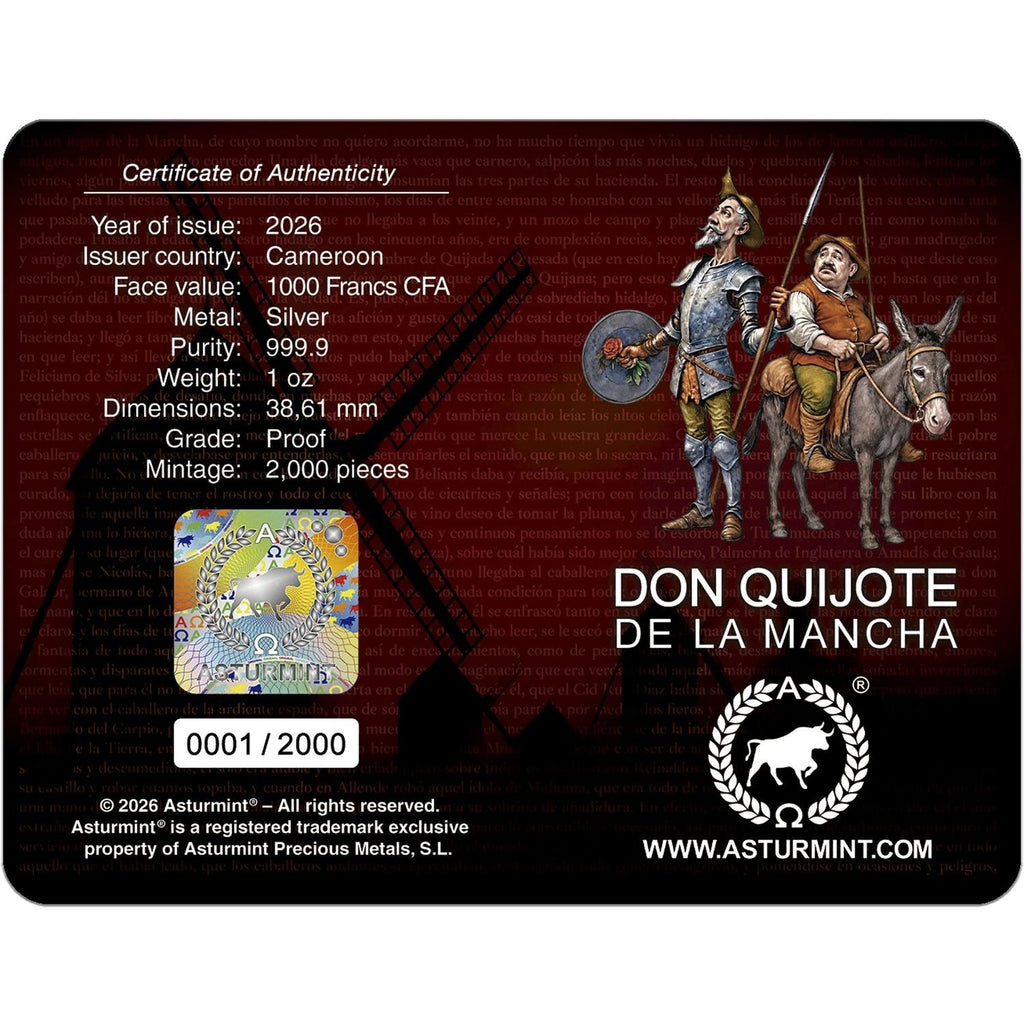 Onza de plata de Asturmint 2026 - Don Quijote