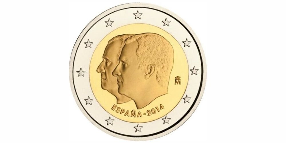 2€ España doble busto reyes 2014